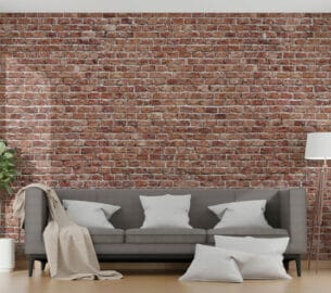 Mur de Briques rouges après Mur en brique rouges dans un salon moderne et luxueux