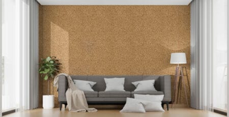 Mur granito rouges Mur d'un salon moderne décoré avec un film adhésif de covering pour bâtiment motif granito